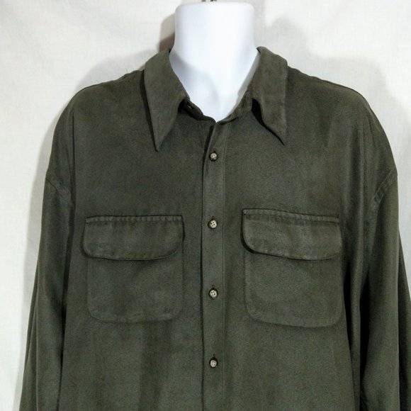 Men's Van Heusen Faux Suede Button Up Shirt EUC - Picture 3 of 6
